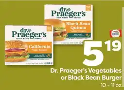 Weis Markets Dr. Praeger's Vegetables or Black Bean Burger offer