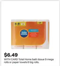CVS Total Home bath tissue 9 mega rolls or paper towels 6 big rolls offer