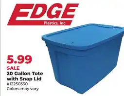 Runnings Edge Plastics Inc. 20 Gallon Tote with Snap Lid offer