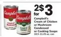 Safeway Campbell's Cream of Chicken or Mushroom Condensed or Cooking Soups offer