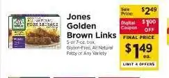 ShopRite Jones Golden Brown Links offer