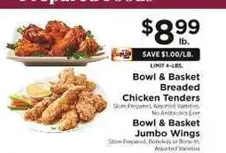 ShopRite Bowl & Basket Breaded Chicken Tenders / Bowl & Basket Jumbo Wings offer