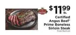 ShopRite Certified Angus Beef Prime Boneless Sirloin Steak offer