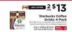 ShopRite Starbucks Coffee Drinks 4-Pack offer
