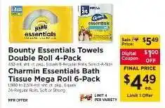 ShopRite Bounty Essentials Towels Double Roll 4-Pack offer