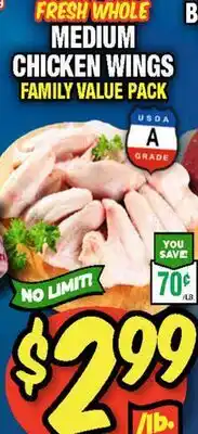 Western Beef FRESH WHOLE MEDIUM CHICKEN WINGS FAMILY VALUE PACK offer