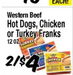 Western Beef Western Beef Hot Dogs, Chicken or Turkey Franks offer