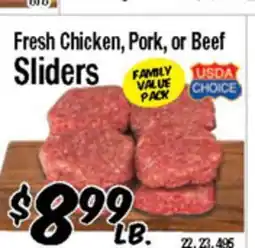 Western Beef Fresh Chicken, Pork, or Beef Sliders offer