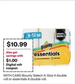 CVS Bounty Select-A-Size 4 double roll or essentials 6 double roll offer