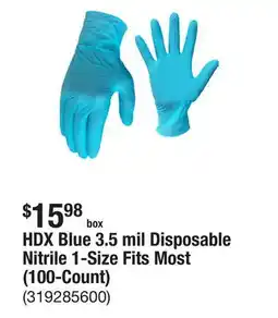 The Home Depot HDX Blue 3.5 mil Disposable Nitrile 1-Size Fits Most (100-Count) offer
