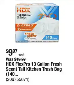 The Home Depot HDX FlexPro 13 Gallon Fresh Scent Tall Kitchen Trash Bag (140-Count) offer