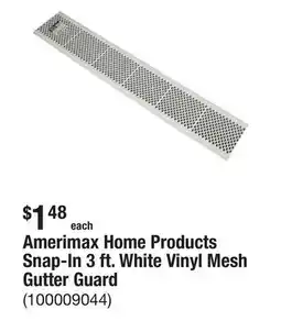 The Home Depot Amerimax Home Products Snap-In 3 ft. White Vinyl Mesh Gutter Guard offer