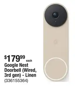 The Home Depot Google Nest Doorbell (Wired, 3rd gen) - Linen offer