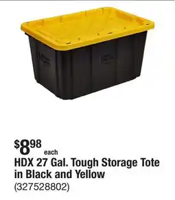 The Home Depot HDX 27 Gal. Tough Storage Tote in Black and Yellow offer