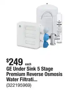 The Home Depot GE Under Sink 5 Stage Premium Reverse Osmosis Water Filtration System offer