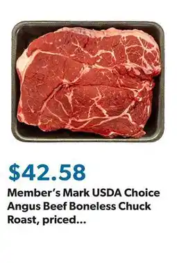 Sam's Club Member's Mark USDA Choice Angus Beef Boneless Chuck Roast, priced per pound offer