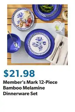 Sam's Club Member's Mark 12-Piece Bamboo Melamine Dinnerware Set offer