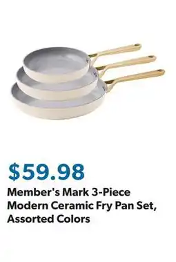 Sam's Club Member's Mark 3-Piece Modern Ceramic Fry Pan Set, Assorted Colors offer