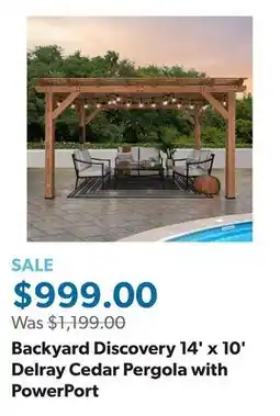 Sam's Club Backyard Discovery 14' x 10' Delray Cedar Pergola with PowerPort offer