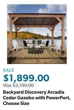 Sam's Club Backyard Discovery Arcadia Cedar Gazebo with PowerPort, Choose Size offer