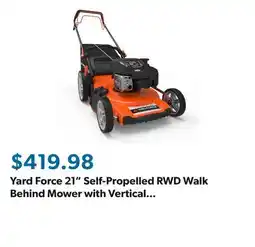 Sam's Club Yard Force 21 Self-Propelled RWD Walk Behind Mower with Vertical Storage Technology offer