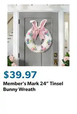 Sam's Club Member's Mark 24 Tinsel Bunny Wreath offer