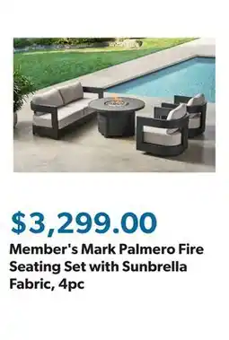Sam's Club Member's Mark Palmero Fire Seating Set with Sunbrella Fabric, 4pc offer