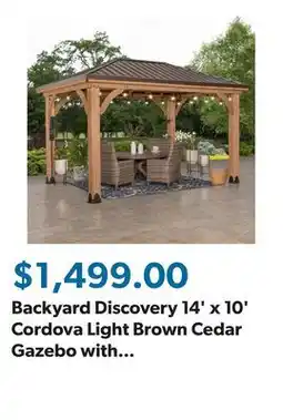 Sam's Club Backyard Discovery 14' x 10' Cordova Light Brown Cedar Gazebo with PowerPort offer