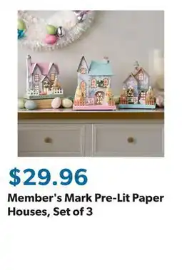 Sam's Club Member's Mark Pre-Lit Paper Houses, Set of 3 offer
