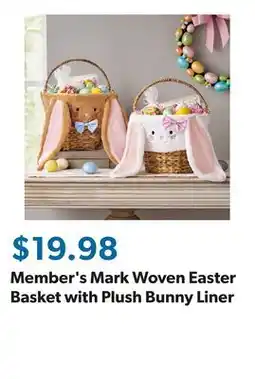 Sam's Club Member's Mark Woven Easter Basket with Plush Bunny Liner offer
