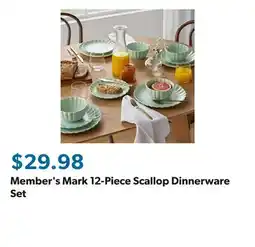 Sam's Club Member's Mark 12-Piece Scallop Dinnerware Set offer