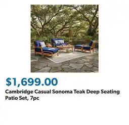 Sam's Club Cambridge Casual Sonoma Teak Deep Seating Patio Set, 7pc offer