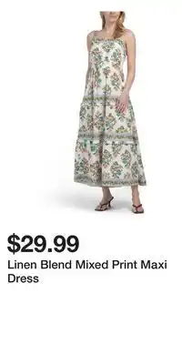 TJ Maxx Linen Blend Mixed Print Maxi Dress offer