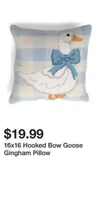 TJ Maxx 16x16 Hooked Bow Goose Gingham Pillow offer