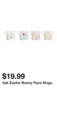 TJ Maxx 4pk Easter Bunny Face Mugs offer