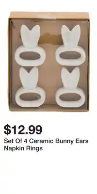 TJ Maxx Set Of 4 Ceramic Bunny Ears Napkin Rings offer