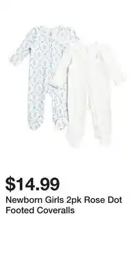 TJ Maxx Newborn Girls 2pk Rose Dot Footed Coveralls offer
