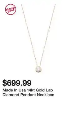 TJ Maxx Made In Usa 14kt Gold Lab Diamond Pendant Necklace offer