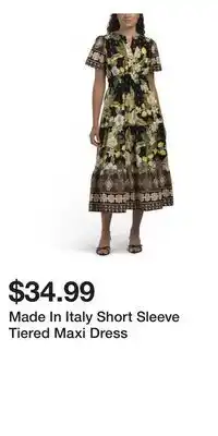 TJ Maxx Made In Italy Short Sleeve Tiered Maxi Dress offer