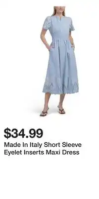 TJ Maxx Made In Italy Short Sleeve Eyelet Inserts Maxi Dress offer