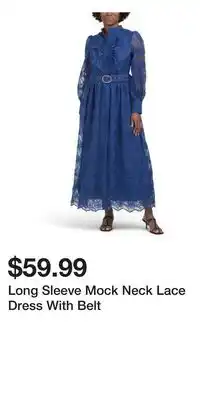 TJ Maxx Long Sleeve Mock Neck Lace Dress With Belt offer