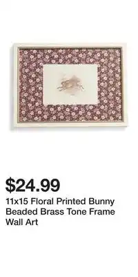 TJ Maxx 11x15 Floral Printed Bunny Beaded Brass Tone Frame Wall Art offer