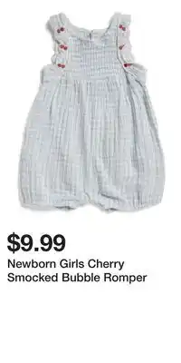 TJ Maxx Newborn Girls Cherry Smocked Bubble Romper offer
