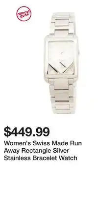 TJ Maxx Women's Swiss Made Run Away Rectangle Silver Stainless Bracelet Watch offer