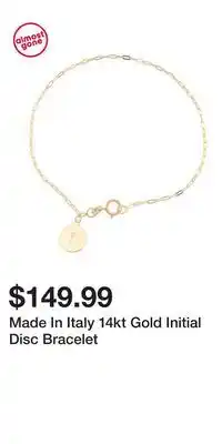 TJ Maxx Made In Italy 14kt Gold Initial Disc Bracelet offer