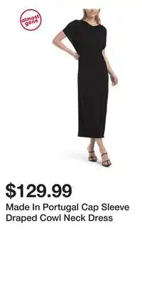 TJ Maxx Made In Portugal Cap Sleeve Draped Cowl Neck Dress offer
