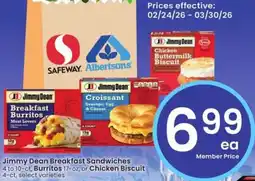 Albertsons Jimmy Dean Breakfast Sandwiches offer