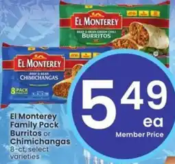 Albertsons El Monterey Family Pack Burritos or Chimichangas offer