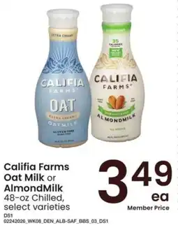 Albertsons Califia Farms Oat Milk or Almond Milk offer
