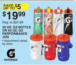 Dunham's Sports GATORADE 30 OZ. GX BOTTLE OR 64 OZ. GX PERFORMANCE JUG offer